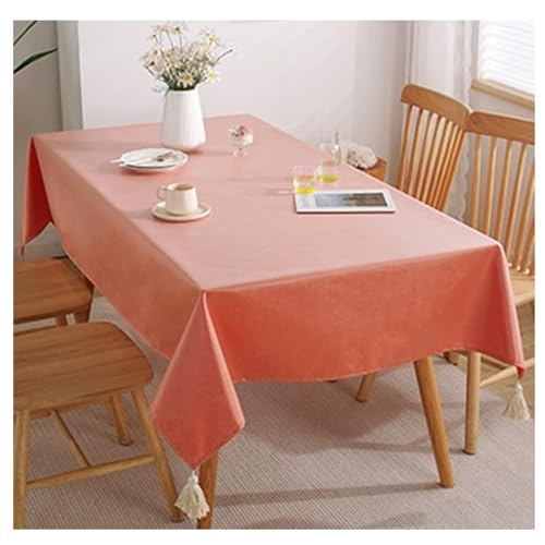 Calafee Tischdecke 130x130 cm Rechteckig, Tischdecke Abwaschbar Polyester 2-4 Personen Einfarbiges Orange mit Quasten Tischtücher Hochzeit Deko von Calefee