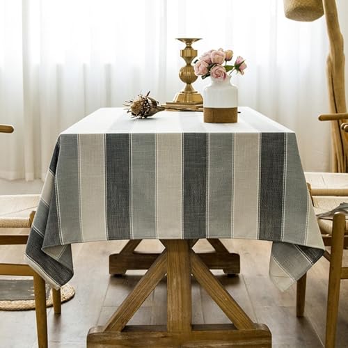 Calafee Tischdecke 135x135 cm Rechteckig, Tischdecke Polyester Abwaschbar 2-4 Personen Dreifarbige Streifen Tischdecke Landhausstil Deko von Calefee