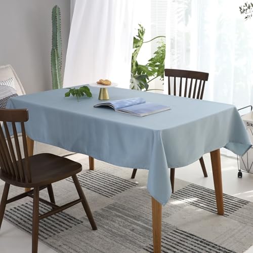 Calafee Tischdecke 140x200 cm Rechteckig, Tischdecke Fleckenschutz Polyester 4-6 Personen Hellblauer Satin Optik Tischtücher Hochzeit Deko von Calefee