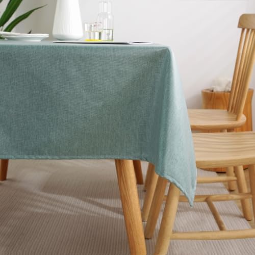 Calafee Tischdecke Klein 90x135 cm, Tischdecke Abwaschbar Polyester 2-4 Personen Einfarbig Graugrün Tischwäsche Landhausstil Deko von Calefee