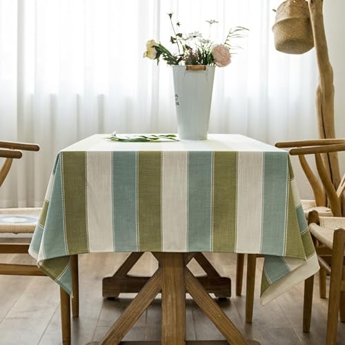 Calafee Tischdecke Klein 90x90 cm, Tischdecke Polyester Abwaschbar 2 Personen Dreifarbige Streifen Tischdecke für Esstisch Deko von Calefee