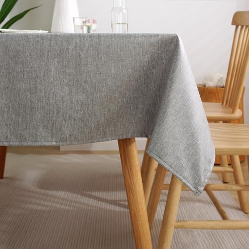 Calafee Tischdecke Klein Eckig 90x90 cm, Tischdecke Polyester Abwaschbar 2 Personen Einfarbig Grau Tischwäsche Esszimmer von Calefee