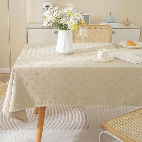 Calafee Tischdecke Klein Quadratisch 90x90 cm, Tischdecke Fleckenschutz Leinen 2 Personen Einfarbig Khaki mit Quasten Tischtücher Hochzeit Deko von Calefee