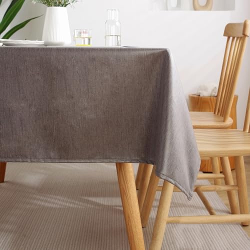 Calafee Tischdecke Klein Quadratisch 90x90 cm, Tischdecke Fleckenschutz Polyester 2 Personen Einfarbig Kaffee Leinen Look Tischwäsche für die Küche von Calefee