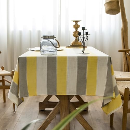 Calafee Tischdecke Klein Quadratisch 90x90 cm, Tischdecke Polyester Abwaschbar 2 Personen Dreifarbige Streifen Tischtücher Hochzeit Deko von Calefee