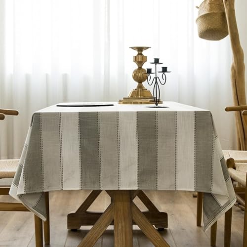 Calafee Tischdecke Rechteckig 90x140 cm, Tischdecke Abwaschbar Polyester 2-4 Personen Dreifarbige Streifen Tischtücher Hochzeit Deko von Calefee