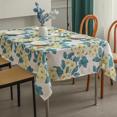 Calefee 132x305cm Tischdecke Rechteckig, Tischdecke für Esstisch Polyester Blumen- Und Blättermuster Tischdeko Fleckschutz Abwaschbar von Calefee