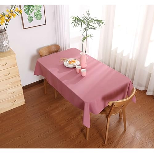 Calefee 140x180cm Tischtücher Rechteckig, Tischdecke für Couchtisch Polyester Einfarbig Rosa Tischdecke Abwaschbar Fleckschutz von Calefee