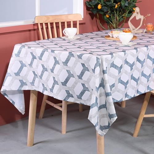 Calefee 140x180cm Tischtücher Rechteckig, Tischwäsche Esszimmer Polyester mit Zweifarbigem Geometrischem Muster Abwaschbare Tischdecke Fleckschutz von Calefee