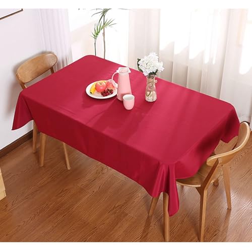 Calefee 140x250cm Tischdecken Rechteckig, Tischdecke für Esstisch Deko Polyester Einfarbig Weinrot Abwaschbare Tischdecke Fleckschutz von Calefee