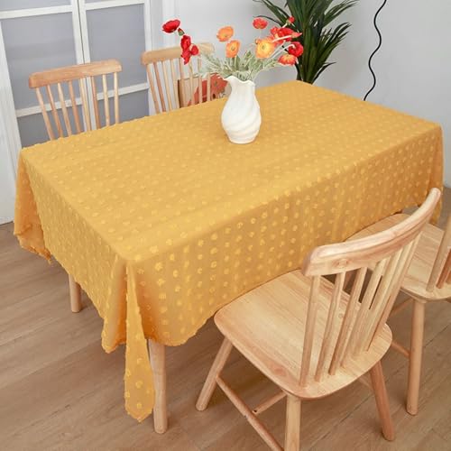 Calefee Tischdecke Eckig 140x140cm, Tischtücher Esszimmer Deko Polyester Einfarbig mit Pompons Tischdecke Abwaschbar Fleckschutz von Calefee