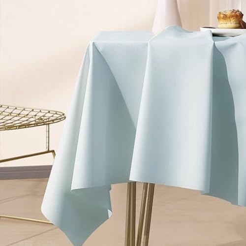 Calefee Tischdecke Hochzeit Rund 120cm, Tischdecke Fleckschutz aus PVC Einfarbig Hellblau Tischdeko für Landhausstil Fleckschutz von Calefee