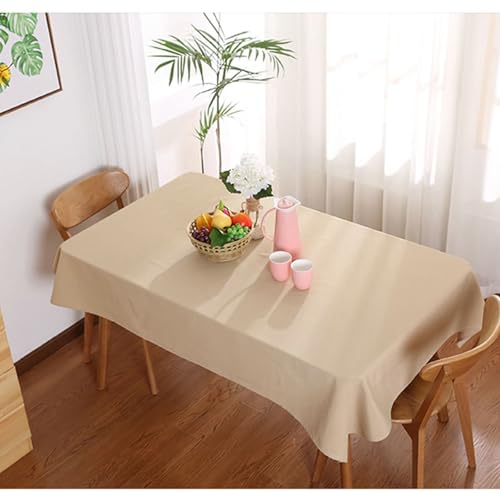 Calefee Tischdecke Klein Eckig 90x90cm, Tischdecke für Esstisch Deko Polyester Einfarbig Beige Tischdeko Fleckschutz Abwaschbar von Calefee