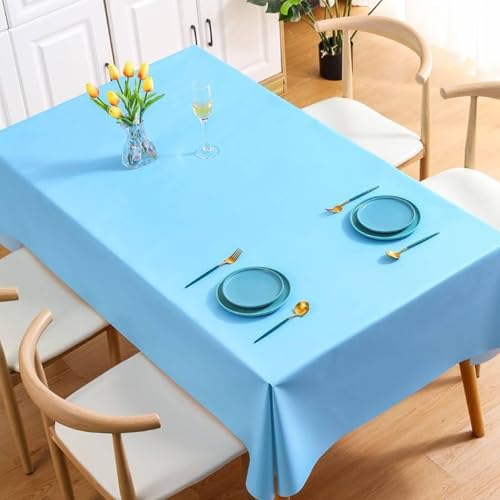 Calefee Tischdecke Rechteckig 120x170cm, PVC Tischdecke Wasserdicht Einfarbig Blau Tischdeko Esszimmer Fleckschutz von Calefee