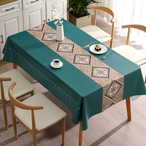 Calefee Tischdecke Rechteckig 120x170cm, Tischdecken Wasserdicht PVC mit Blumenmuster Im Ethnischen Stil Tischdeko Esszimmer Fleckschutz von Calefee