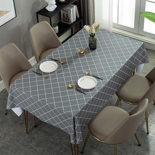 Calefee Tischdecken Wasserdicht 120x180 cm, Abwaschbare Tischdecke Outdoor PVC 4-6 Personen Einfarbig Grau mit Weißem Linienmuster Tischwäsche für die Küche Calefee Tischdecken Wasserdicht 120x180 cm, Abwaschbare Tischdecke Outdoor PVC 4-6 Personen Einfarbig Grau mit Weißem Linienmuster Tischwäsche für die Küche von Calefee