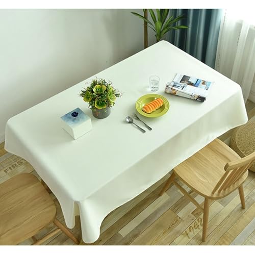 Calefee Tischtücher Rechteckig 140x180cm, Abwaschbare Tischdecke Polyester Einfarbig Weiß Tischdeko für Couchtisch Fleckschutz von Calefee