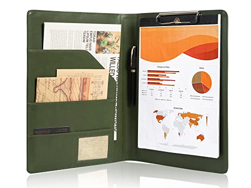 Calfinder Schreibmappe A4, Konferenzmappe A4, Veganes Leder, Dokumentenmappe A4, Laptoptasche, extra Stauraum Kunstleder Konferenzmappe, Geschenke für Fauen, Geschenke für Männer, Grün 1 von Calfinder