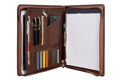 Calfinder Schreibmappe a4, Konferenzmappe a4, Kunstleder, Dokumentenmappe, Laptoptasche, Klemmbrett, Bürobedarf, Aktenmappe a4, Geschenke für Fauen, Geschenke für Männer, Dunkel Braun von Calfinder