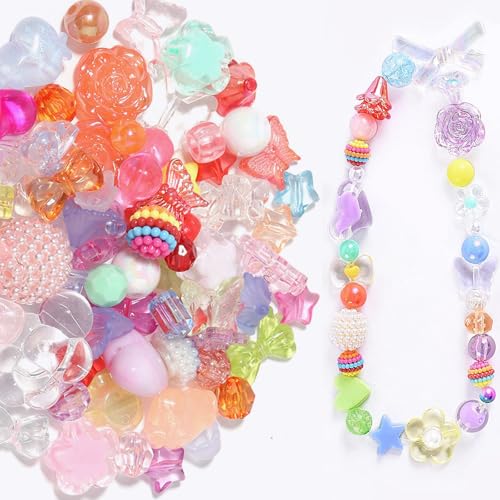 Calkkrer 100 Stück Aesthetic Acryl Perlen Mix Charms, Perlenarmbänder, Schmuckherstellung, Charm Armband, Handgemachte Schmuckbeads, Perlen für DIY Schmuck, Aesthetic Beads von Calkkrer