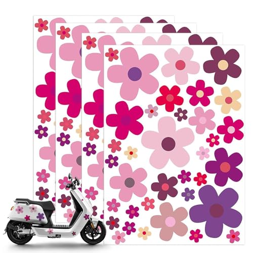 Calkrer 4 Stück Aufkleber Blumen, 140 Blümchen Sommer Violett Fahrrad Aufkleber. Aufkleber Set Blumen, Fahrrad Aufkleber Sommer Blumen Auto Sticker Dekoration. von Calkkrer