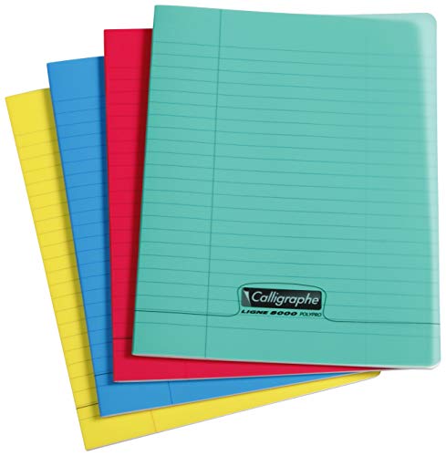 Clairefontaine 18030C - Packung mit 10 Heft / Schulheften Calligraphe 17x22 cm, 24 Blatt, französische Lineatur, 90g, farbig sortiert, 1 Pack von Calligraphe