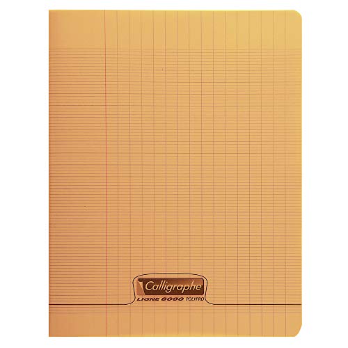 Clairefontaine 18108C - Heft / Schulheft Calligraphe 17x22 cm, 24 Blatt, französische Lineatur, 90g, Orange, 1 Stück von Calligraphe