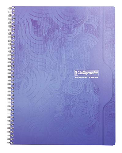 Clairefontaine 360C - Packung mit 5 Heften Calligraphe mit Spiralbindung, DIN A4+ 24 x 32 cm, französische Lineatur, 90 Blatt, 70g, farbig sortiert, 1 Pack von Calligraphe