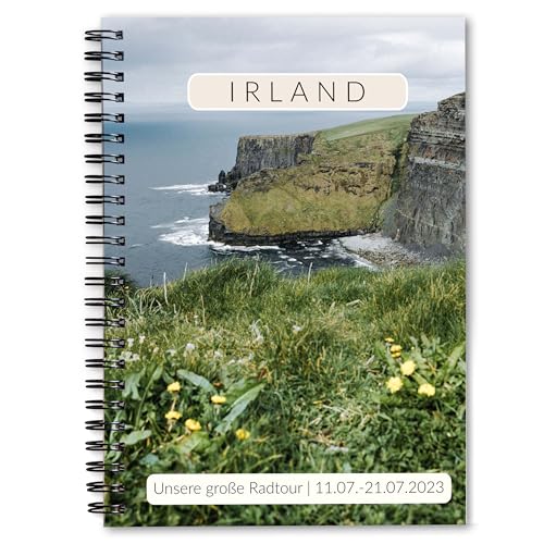 Personalisiertes Reisetagebuch Irland + Bucket List | Tagebuch für 3 Wochen mit Reiseplanung und viel Abwechslung | Achtsamkeits-Tagebuch Geschenkidee für Reisen | Ringbuch A5 | Klippe | Calmondo von Calmondo