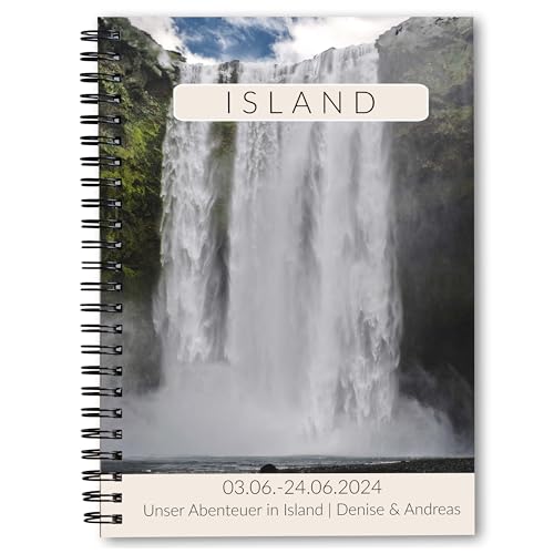 Calmondo Reisetagebuch Island personalisiert zum Gestalten + Bonusheft Bucket List | Tagebuch Reiseplaner Achtsamkeits-Buch mit viel Abwechslung | individuelles Island Geschenk | Ringbuch DIN A5 von Calmondo