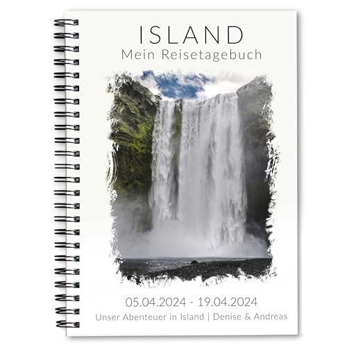 Calmondo Reisetagebuch Island personalisiert zum Gestalten + Bonusheft Bucket List | Tagebuch Reiseplaner Achtsamkeits-Buch mit viel Abwechslung | individuelles Island Geschenk | Ringbuch DIN A5 von Calmondo