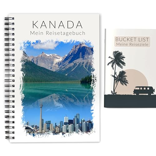 Calmondo Reisetagebuch Kanada zum Selberschreiben + Bucket List | Abwechslungsreiches Tagebuch Reiseplaner für 3 Wochen | Achtsamkeits-Buch für intensiveres Reisen | Geschenk-Idee | Ringbuch A5 von Calmondo