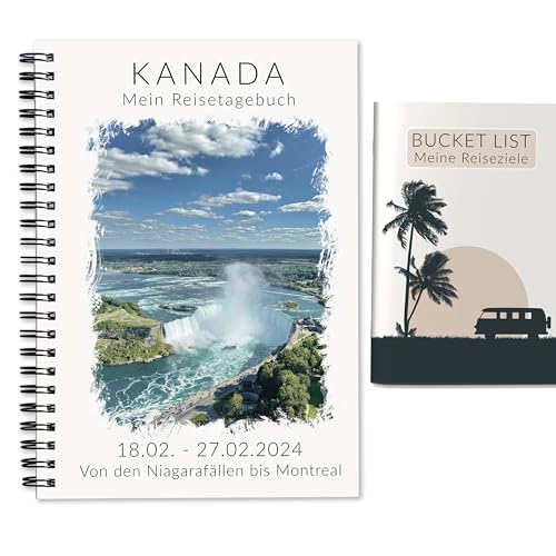 Personalisiertes Kanada Reisetagebuch | Tagebuch für 3 Wochen mit viel Abwechslung | Reiseplaner & Achtsamkeit | Reise Geschenk für Städtereise oder Roadtrip | Ringbuch DIN A5 | Niagara-Fälle von Calmondo