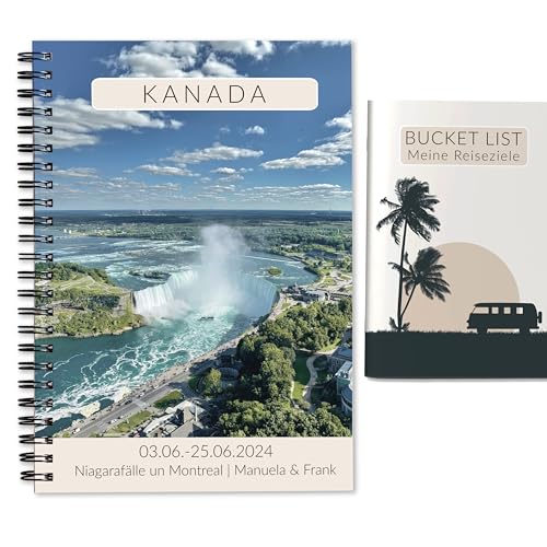 Personalisiertes Kanada Reisetagebuch | Tagebuch für 3 Wochen mit viel Abwechslung | Reiseplaner & Achtsamkeit | Reise Geschenk für Städtereise oder Roadtrip | Ringbuch DIN A5 | Niagara-Fälle von Calmondo