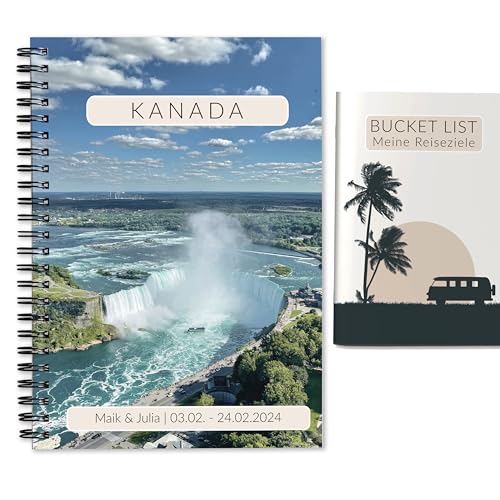 Personalisiertes Kanada Reisetagebuch | Tagebuch für 3 Wochen mit viel Abwechslung | Reiseplaner & Achtsamkeit | Reise Geschenk für Städtereise oder Roadtrip | Ringbuch DIN A5 | Niagara-Fälle von Calmondo