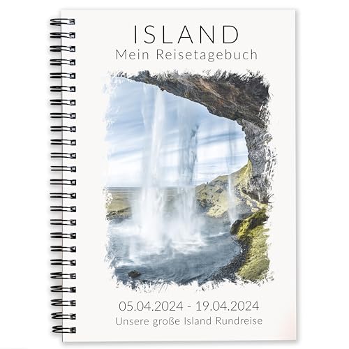 Personalisiertes Reisetagebuch Island | abwechslungsreiches Achtsamkeits-Tagebuch mit Reiseplanung | Für 3 Wochen | personalisierbares Reise-Geschenk für Iceland | Ringbuch DIN A5 | Calmondo von Calmondo