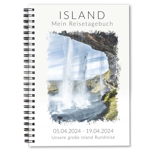 Personalisiertes Reisetagebuch Island | abwechslungsreiches Achtsamkeits-Tagebuch mit Reiseplanung | Für 3 Wochen | personalisierbares Reise-Geschenk für Iceland | Ringbuch DIN A5 | Calmondo von Calmondo