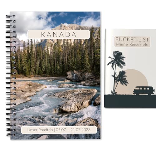 Personalisiertes Reisetagebuch Kanada + Bucket List | Tagebuch für 3 Wochen mit Reiseplanung und viel Abwechslung | Reiseplaner mit Achtsamkeit | Reise-Geschenk | Ringbuch A5 | Calmondo von Calmondo