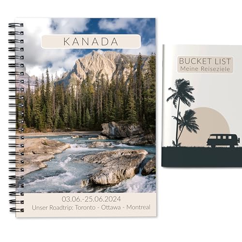 Personalisiertes Reisetagebuch Kanada + Bucket List | Tagebuch für 3 Wochen mit Reiseplanung und viel Abwechslung | Reiseplaner mit Achtsamkeit | Reise-Geschenk | Ringbuch A5 | Calmondo von Calmondo