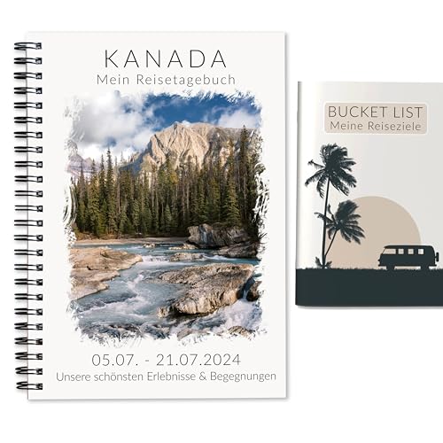 Personalisiertes Reisetagebuch Kanada + Bucket List | Tagebuch für 3 Wochen mit Reiseplanung und viel Abwechslung | Reiseplaner mit Achtsamkeit | Reise-Geschenk | Ringbuch A5 | Calmondo von Calmondo