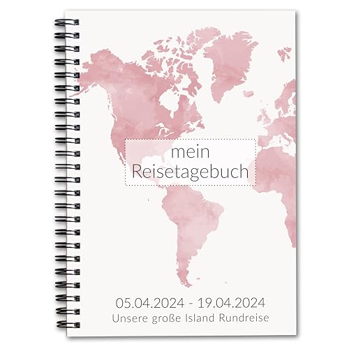 Personalisiertes Reisetagebuch zum Ausfüllen | persönliches Reisebuch für 3 Wochen | personalisiertes Geschenk | Reise must haves für Weltreise Roadtrip uvm | Ringbuch A5 | Weltkarte | Calmondo von Calmondo