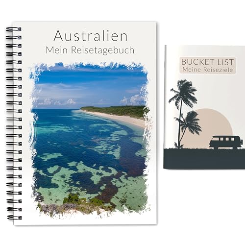 Reisetagebuch Australien + Bucket List | Interaktiver Reiseplaner und Achtsamkeits-Tagebuch | für 3 Wochen | Abschieds-Geschenk für Auslandsjahr Au Pair Work and Travel | Ringbuch DIN A5 | Calmondo von Calmondo