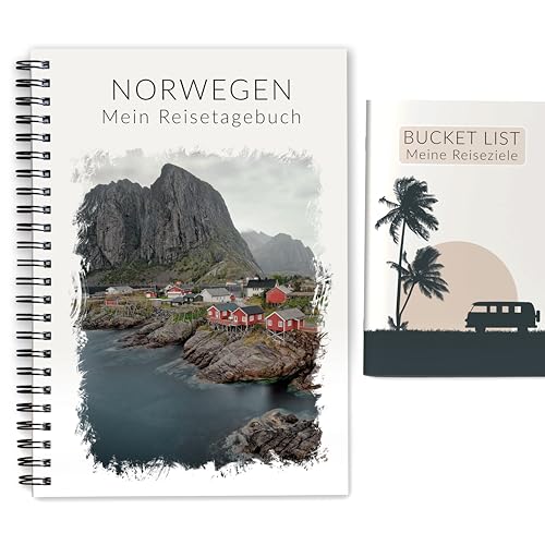 Reisetagebuch Norwegen + Bucket List | Interaktiver Reiseplaner zum Ausfüllen | für 3 Wochen - ideal für Kreuzfahrt und Rundreise | Achtsamkeits-Tagebuch für Reisen | Ringbuch DIN A5 | Calmondo von Calmondo