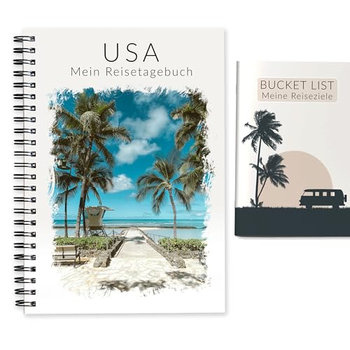 Reisetagebuch USA + Bucket List | Tagebuch mit Reiseplanung, Zitaten und viel Abwechslung | Reisedokumentation und Achtsamkeit | Hochwertiges Reise-Geschenk für Amerika | Ringbuch A5 | Calmondo von Calmondo