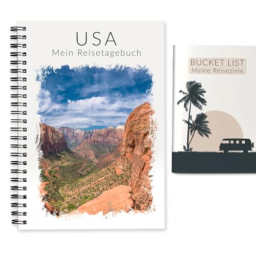 Reisetagebuch USA + Bucket List | Gestalte mit dem Tagebuch deinen eigenen Reiseführer für die USA | Reiseplaner & Achtsamkeit | hochwertiges Reise-Geschenk für Amerika | Ringbuch DIN A5 | Calmondo von Calmondo