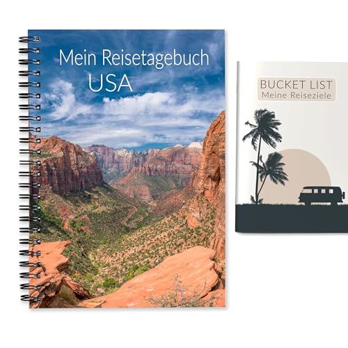 Reisetagebuch USA zum Ausfüllen + Bucket List | Tagebuch für Amerika mit viel Abwechslung | Reiseplaner & Achtsamkeit | Reise Geschenk für Städtereise oder Roadtrip | Ringbuch DIN A5 | Calmondo von Calmondo