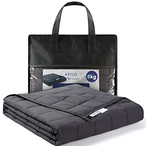 Calmzy SYLQ Gewichtsdecke 8kg 150x200cm als Einschlafhilfe - Schwere Bettdecke - Entspannungsdecke mit Glasperlen - Weighted Blanket - Beschwerte Decke mit Gewicht Erwachsene - Therapiedecke von Calmzy