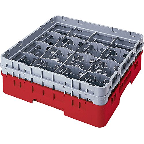 Voetglazenkorf m/5 opzetstukken 500x500 H 308mm max 257mm 16 comp. Cambro 16S958-416 Cranberry von Cambro