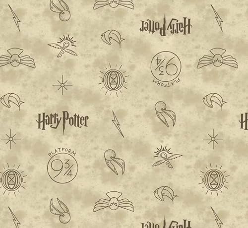 CAMELOT FABRICS Harry Potter Goldener Schnatz Digitaldruck, 100 % Baumwolle, 110 cm breit, ideal zum Basteln, Tischdecke, Quilten, Nähen, Schneidern, Heimdekoration von Camelot Fabrics