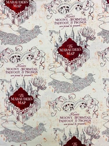 Camelot Fabrics Harry Potter Rumtreiberkarte Quiltstoff 100% Baumwolle Ideal zum Basteln, Nähen, Patchwork, Kinderstoff, Vorhangstoff und Schneidern von Camelot Fabrics